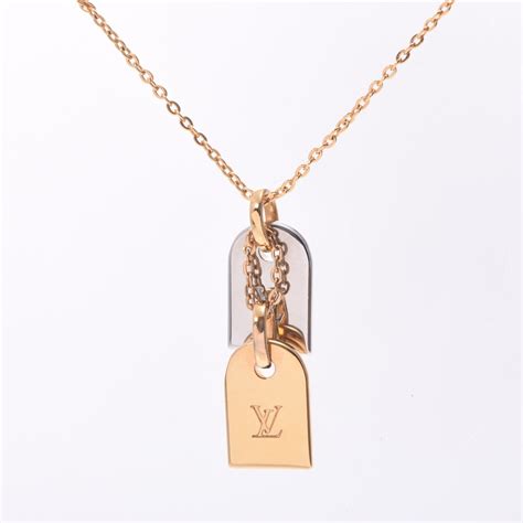 lv necklace gold|louis vuitton tag necklace.